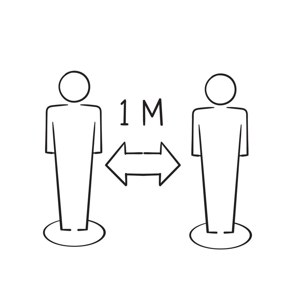 Handgezeichnete soziale Distanzierung Symbol Vektor Illustration Gekritzel