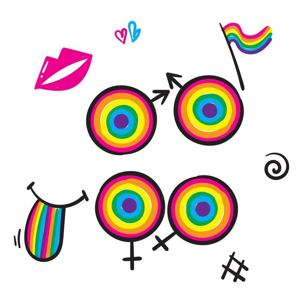 handritad doodle pride illustration symbol för hbt, gay och lesbisk vektor