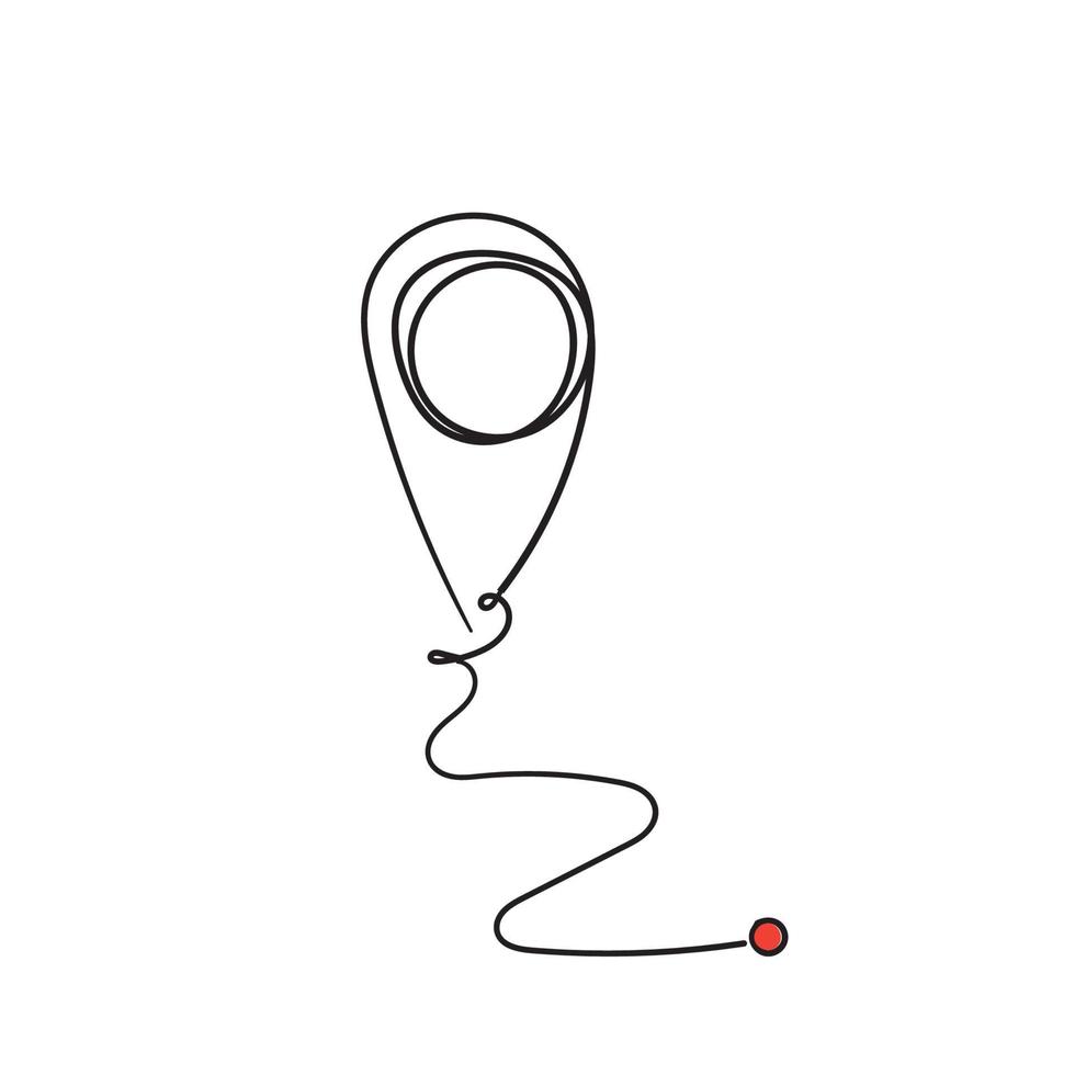 Hand gezeichnetes Doodle-GPS-Symbolsymbol für die Positionsverlagerung mit Doodle-Stil-Vektor vektor
