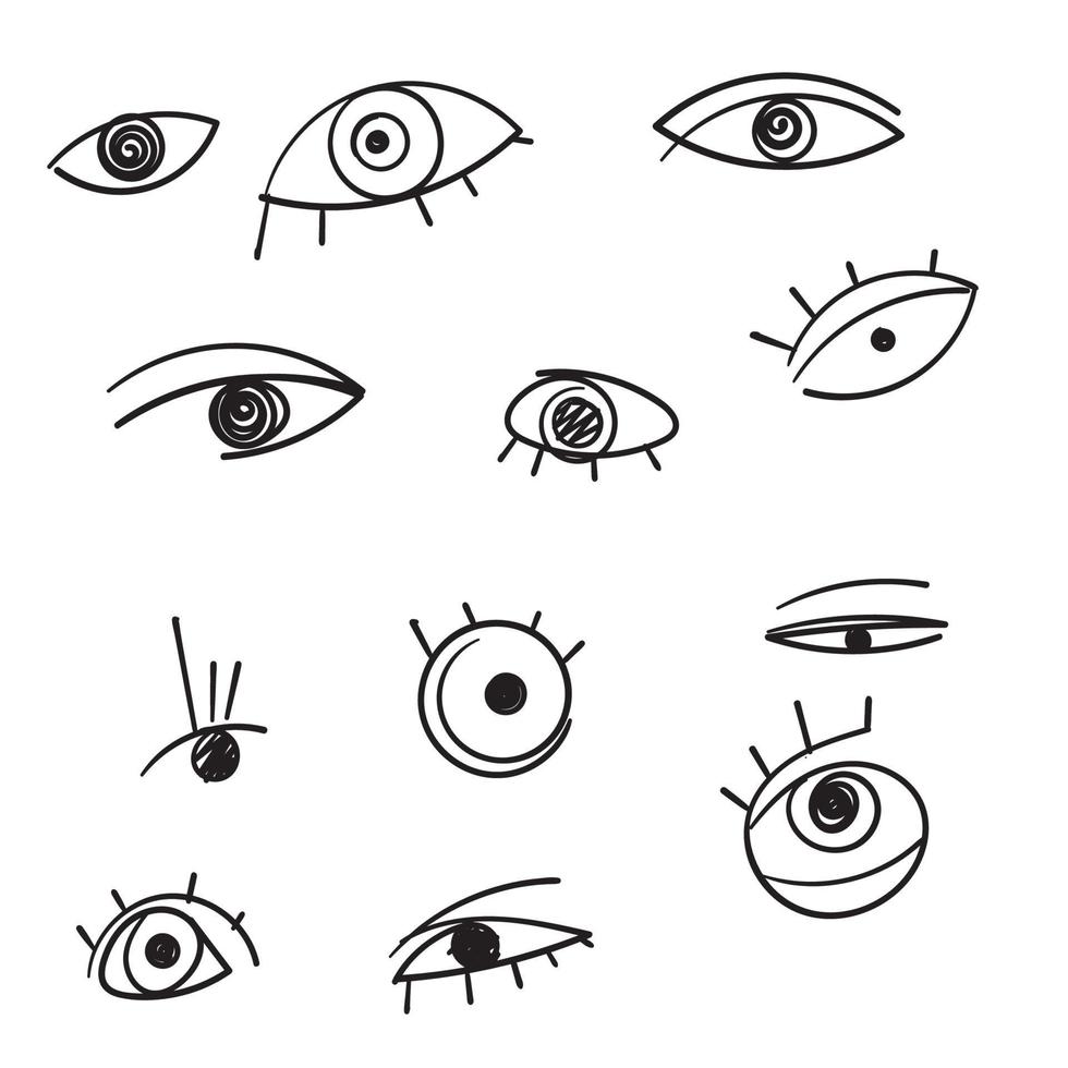 doodle onda ögon. uppsättning handritade olika talismaner. olika former. platt design. fri hand ritstil. teckning vektor