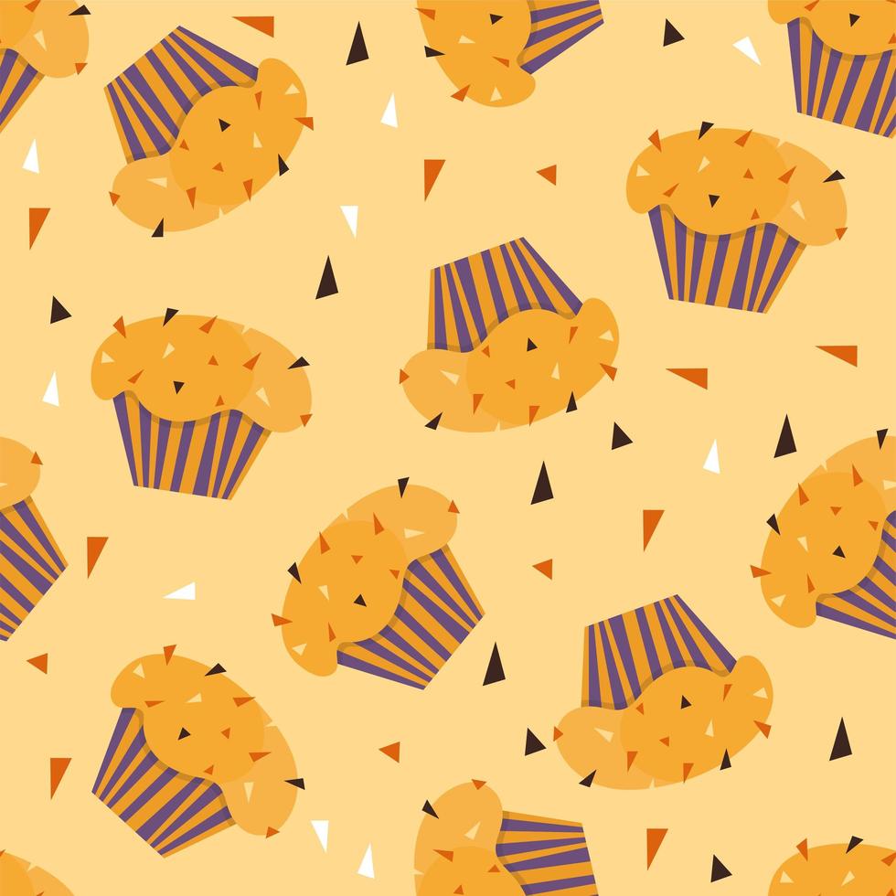 cupcakes mönster illustration. sömlöst tryck. vektor bageri bakgrund
