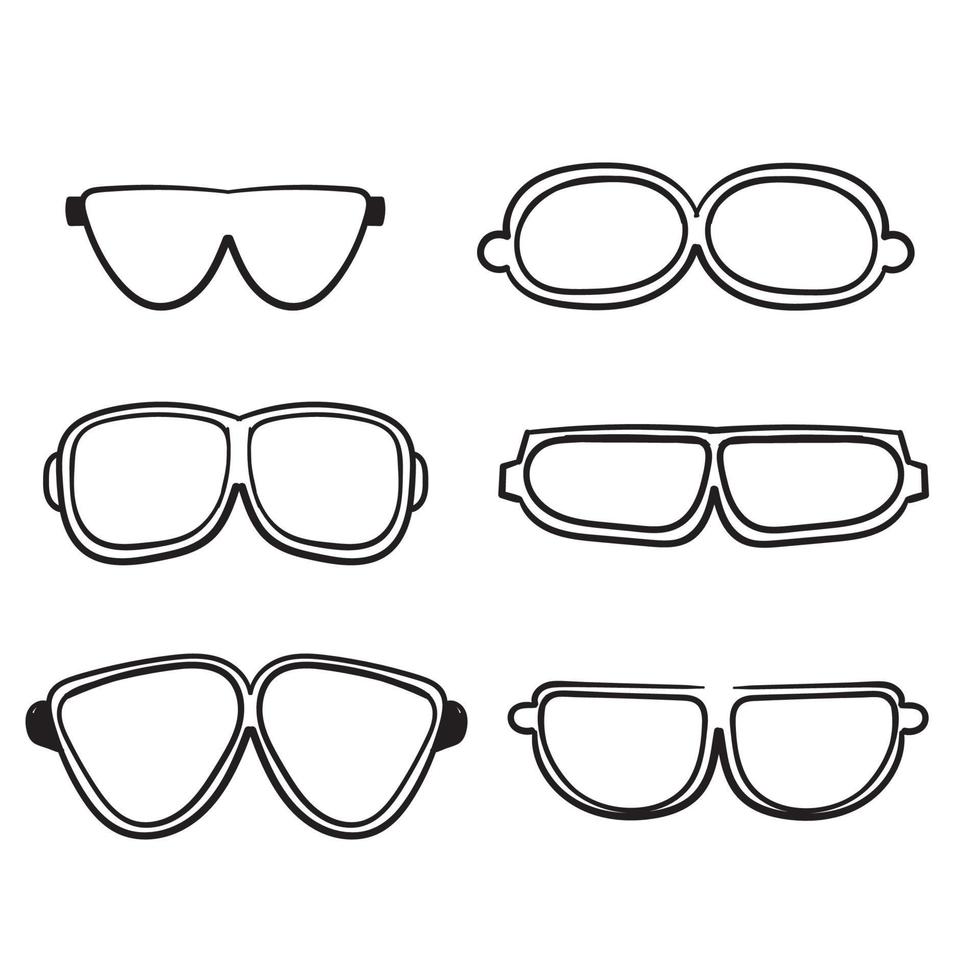 Handgezeichnete Doodle-Brille-Symbol mit Linie Kunststil Cartoon vektor