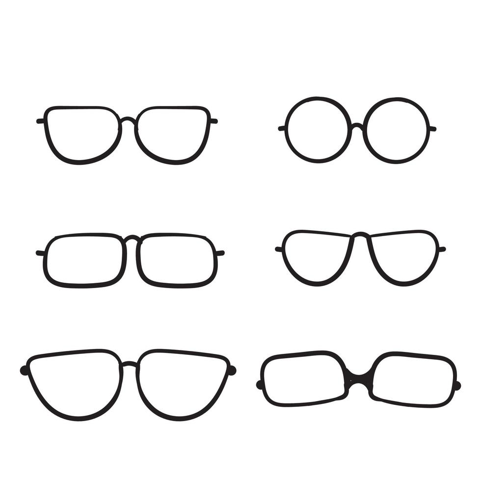handritad doodle glasögon ikon med linjekonst stil tecknad vektor
