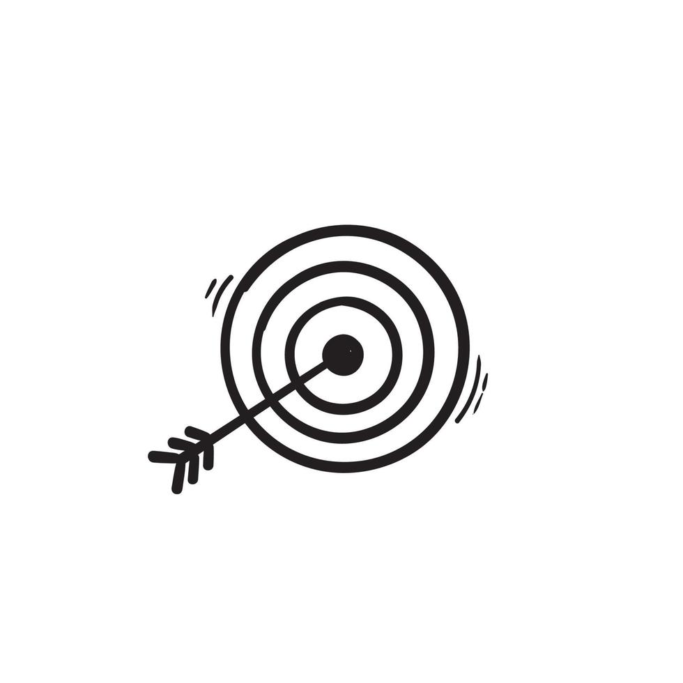 Hand gezeichneter Doodle-Pfeil und Bullseye-Symbol-Illustrationsvektor vektor