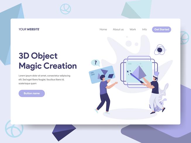 Målsida mall för 3D Utskrift Objekt Magic Creation Illustration Concept. Isometrisk plattformkoncept för webbdesign för webbplats och mobilwebbplats. Vektorns illustration vektor