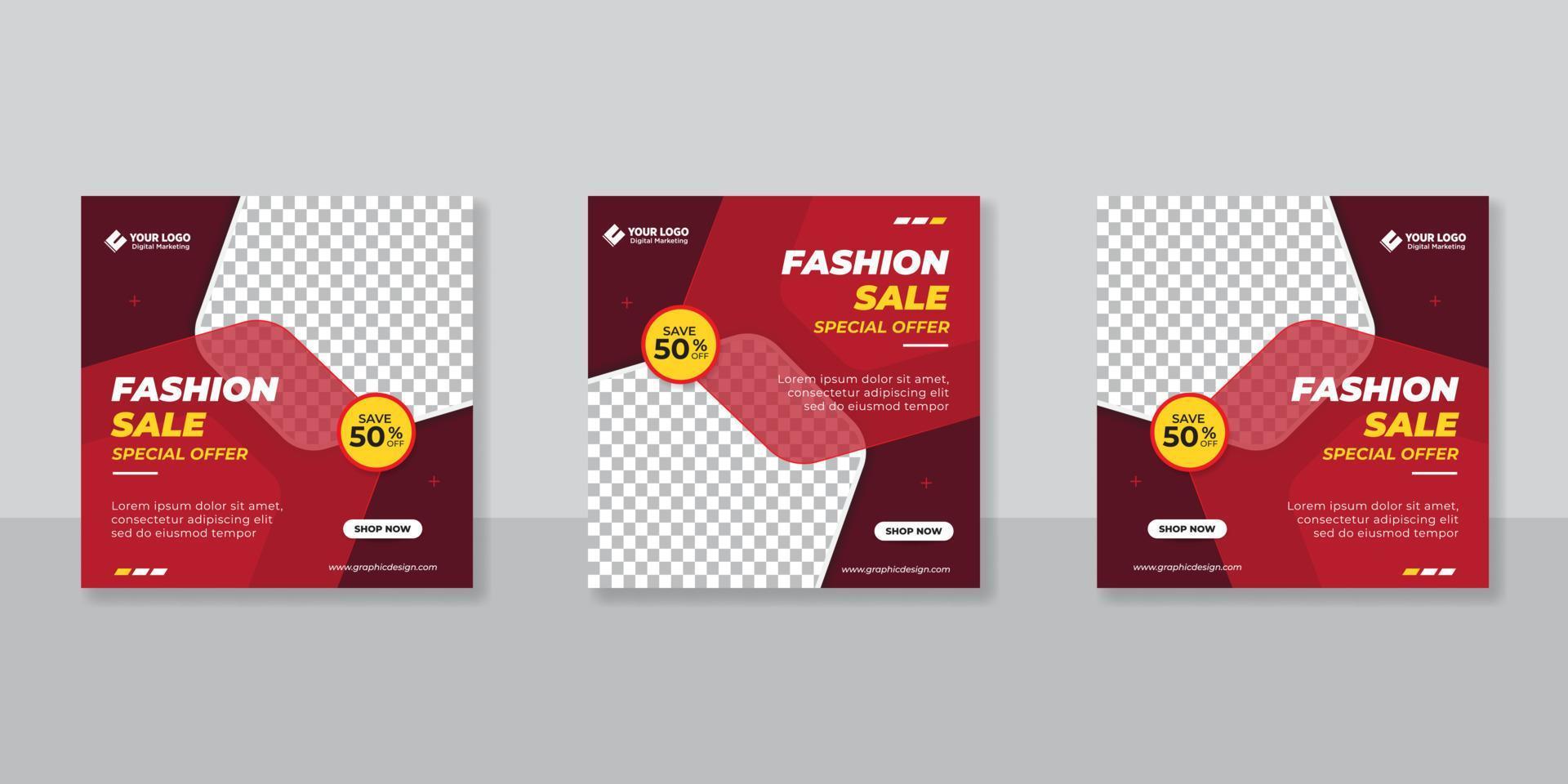 minimalistisches Werbe-Quadrat-Web-Banner für Social-Media-Modeverkauf vektor