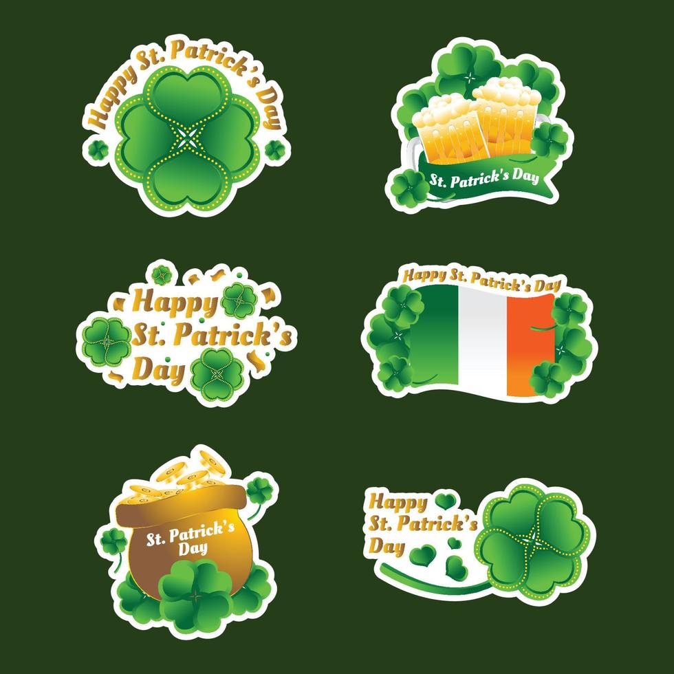 st. patrick's day shamrock sticker set vektor