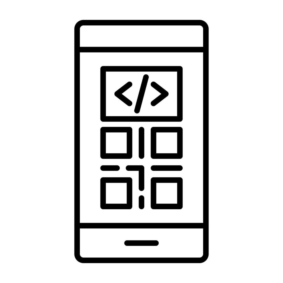 smartphone kodning linje ikon vektor