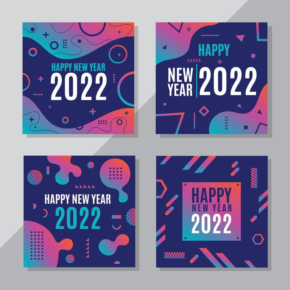2022 gott nytt år mall för sociala medier vektor
