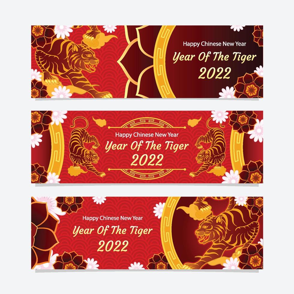 kinesiska nyåret av tigern banner set vektor