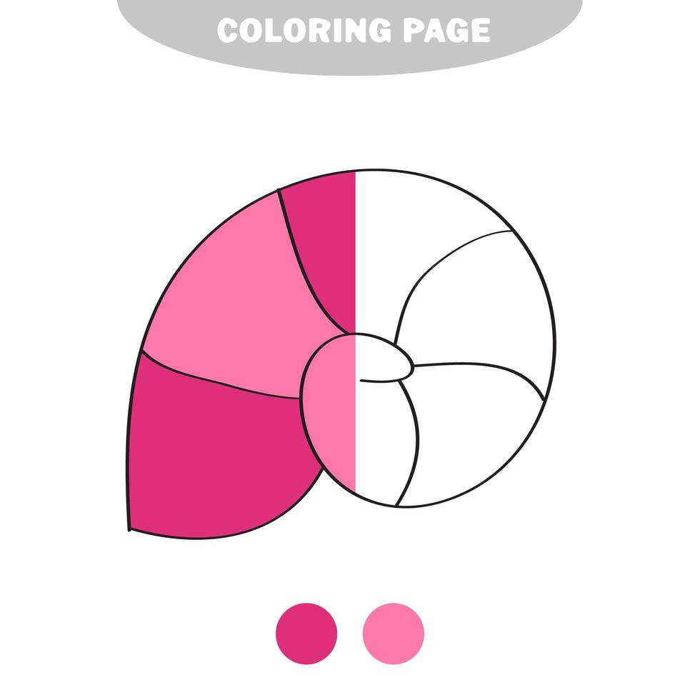 enkel målarbok. linje dras snäckskal på vit isolerade bakgrund vektor