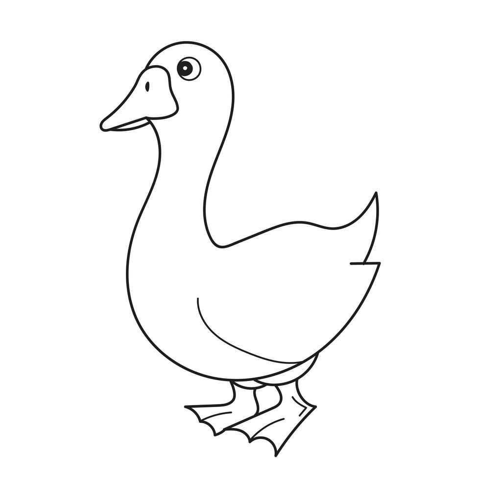 Schwarz-Weiß-Cartoon-Vektor-Illustration von lustigen Gans Bauernhof Vogel Tier vektor
