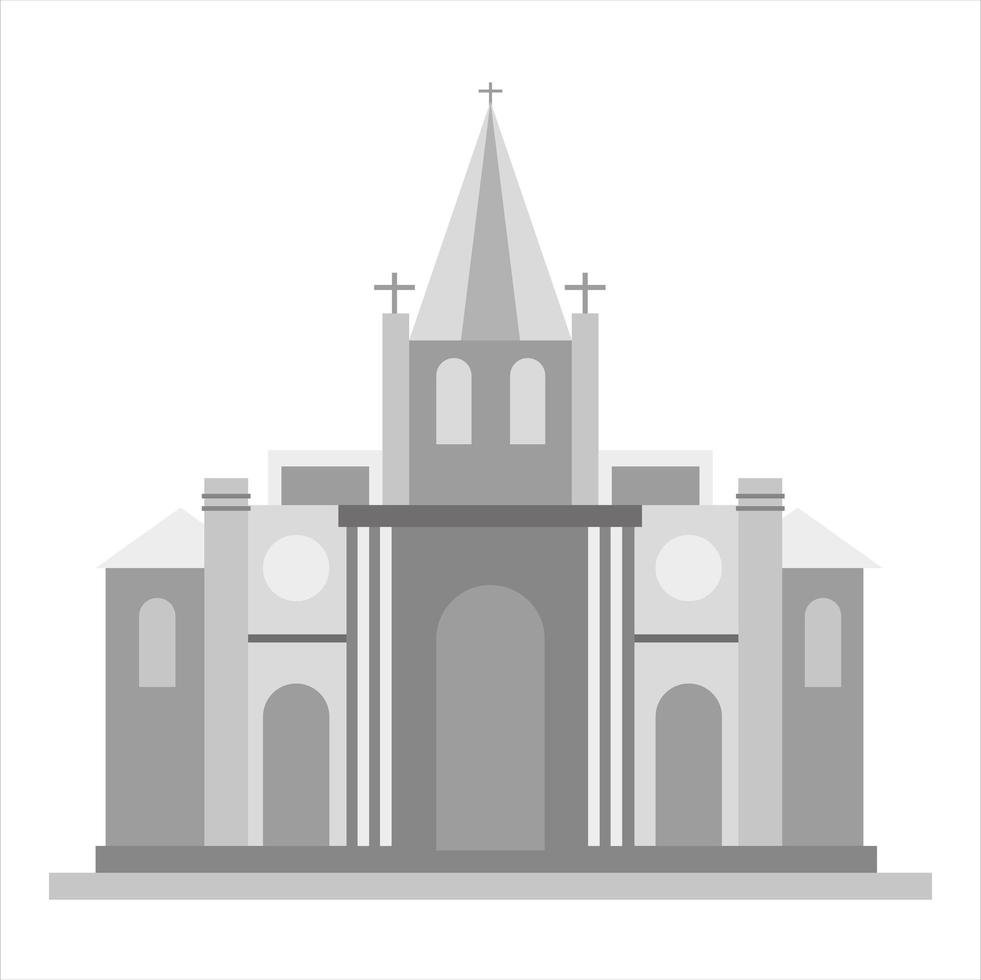 kyrkans ikon. grå monokrom illustration av kyrkan vektor