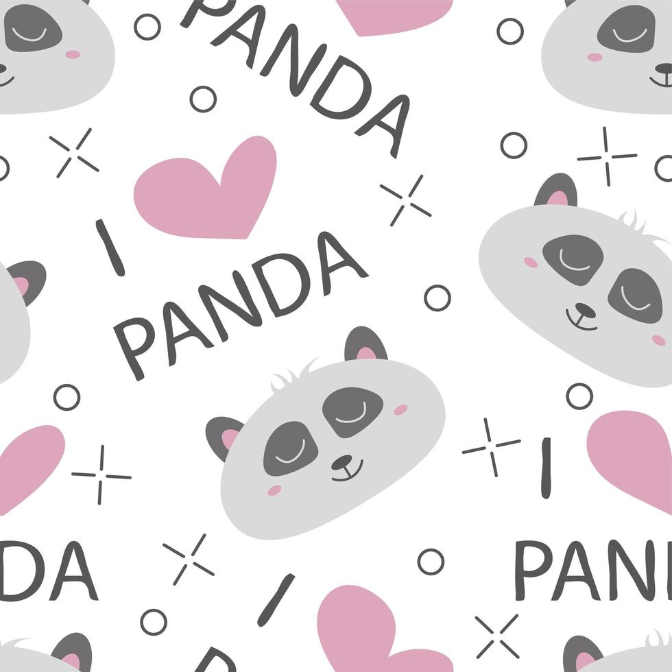 nahtlose Muster handgezeichnete Gesichter von Pandas. Hintergrund für Kinder vektor