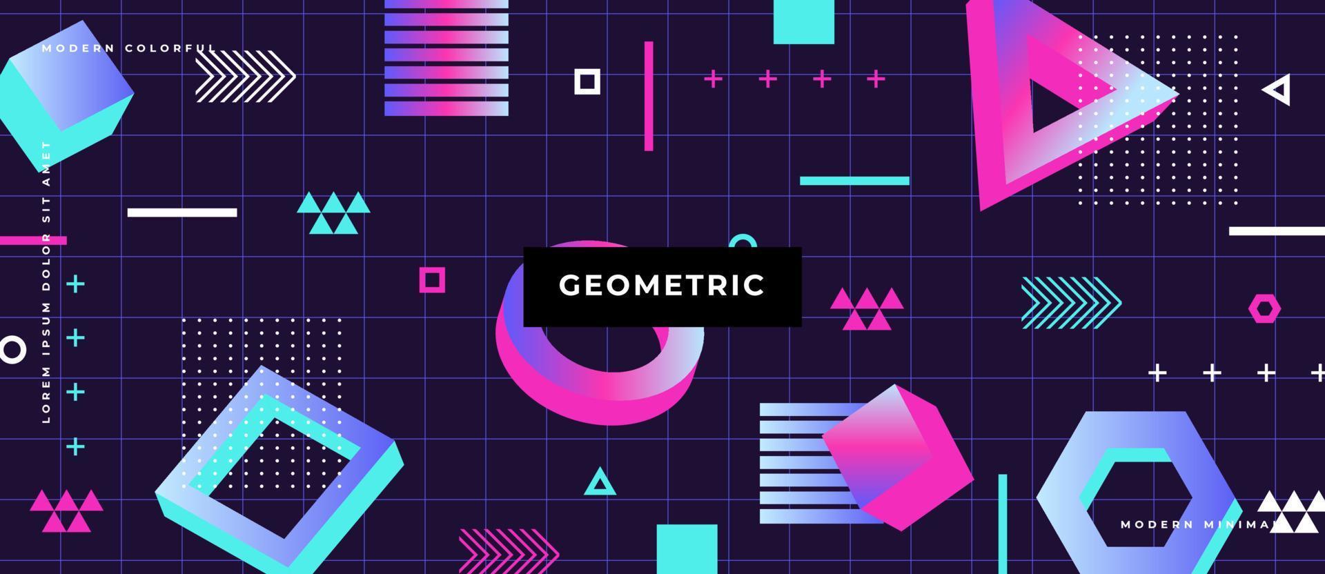 3D memphis sömlösa mönster. geometriska element memphis i stil med 80-talet. trendig retro bakgrund. vektor