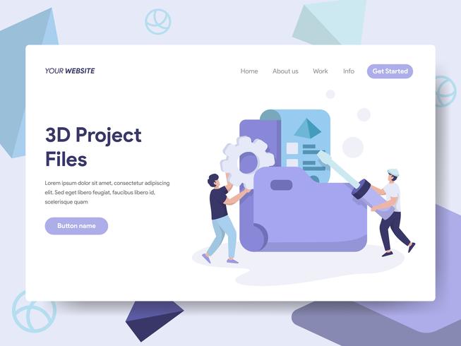 Målsida mall av 3D Projektfiler Illustration Concept. Isometrisk plattformkoncept för webbdesign för webbplats och mobilwebbplats. Vektorns illustration vektor