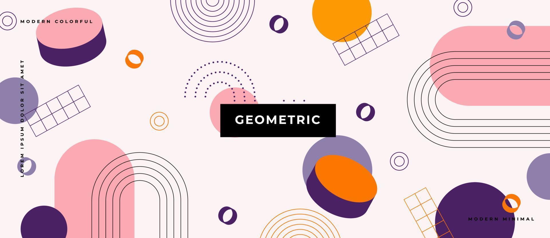 geometrisches Memphis nahtloses Muster im Pastellstil der 80er Jahre. 3D-Objekte, flach, Punkt, Linienbewegungskonzept. vektor