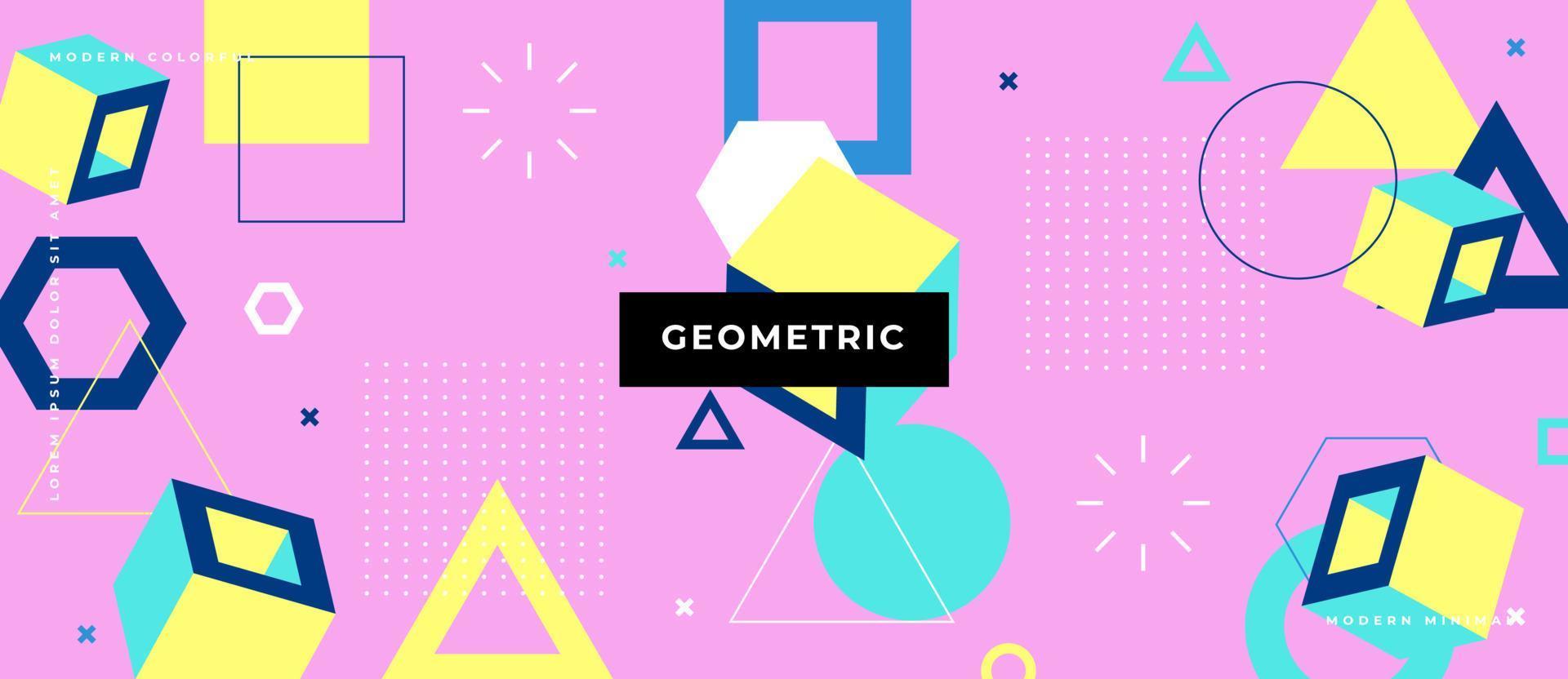 Geometrisches Memphis-Muster der Bewegung 3s. geometrische Formen, Punkt, Linie Hipster-Stil. vektor
