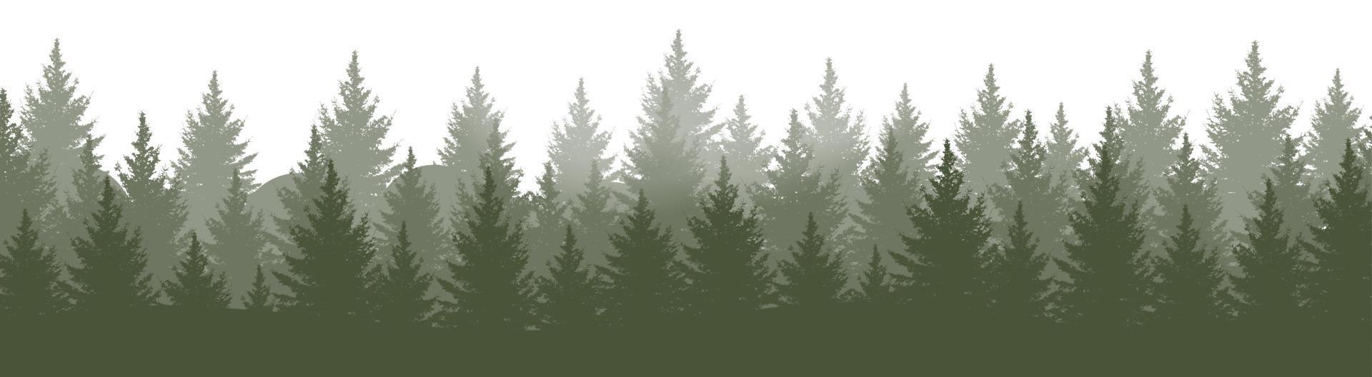 horisontell grön skog landskap panorama vektorillustration. lager träd bakgrund. vektor