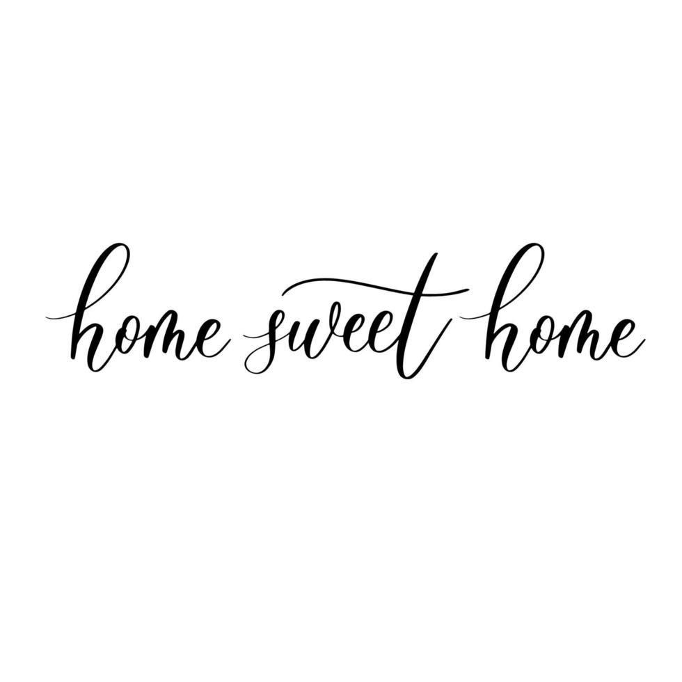 Home Sweet Home - handgeschriebener schwarzer Text auf weißem Hintergrund. vektor