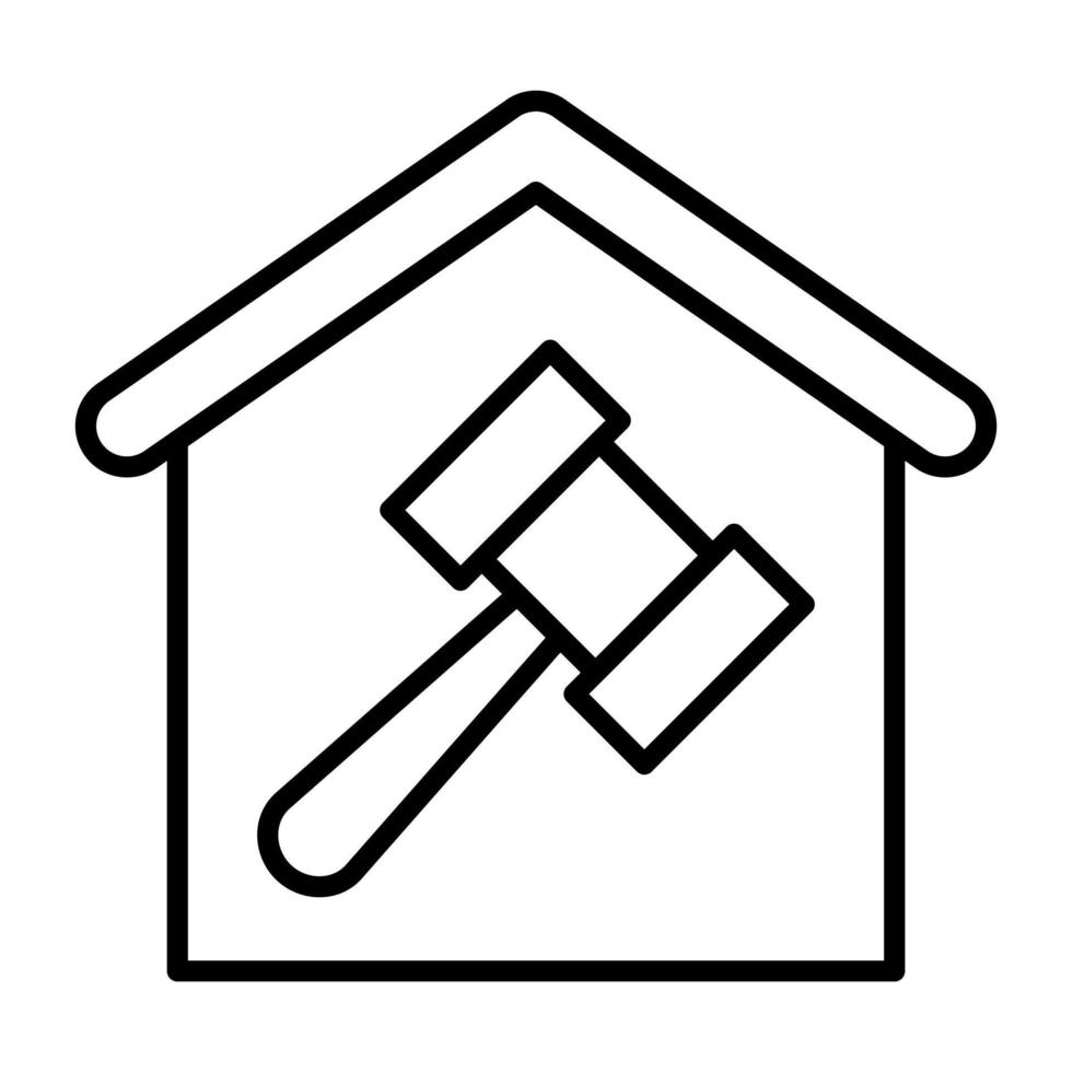 hus auktion linje ikon vektor