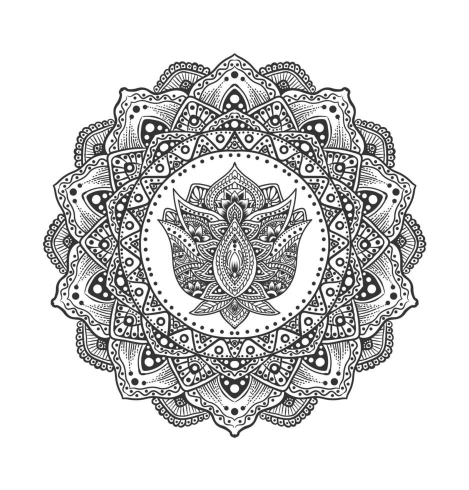 elegantes Kreis-Mandala-Muster auf weißem Hintergrund vektor