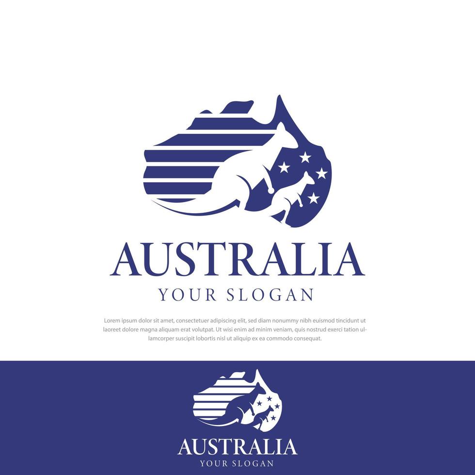 Australien karta logotyp illustration av två känguru stjärnor vector.symbol, ikon, illustration vektor