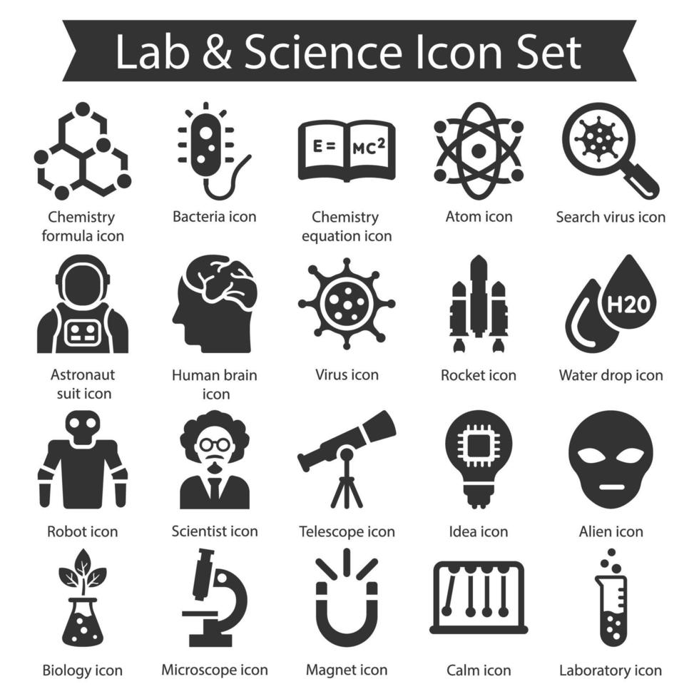 ikonpaket för labb och vetenskap vektor