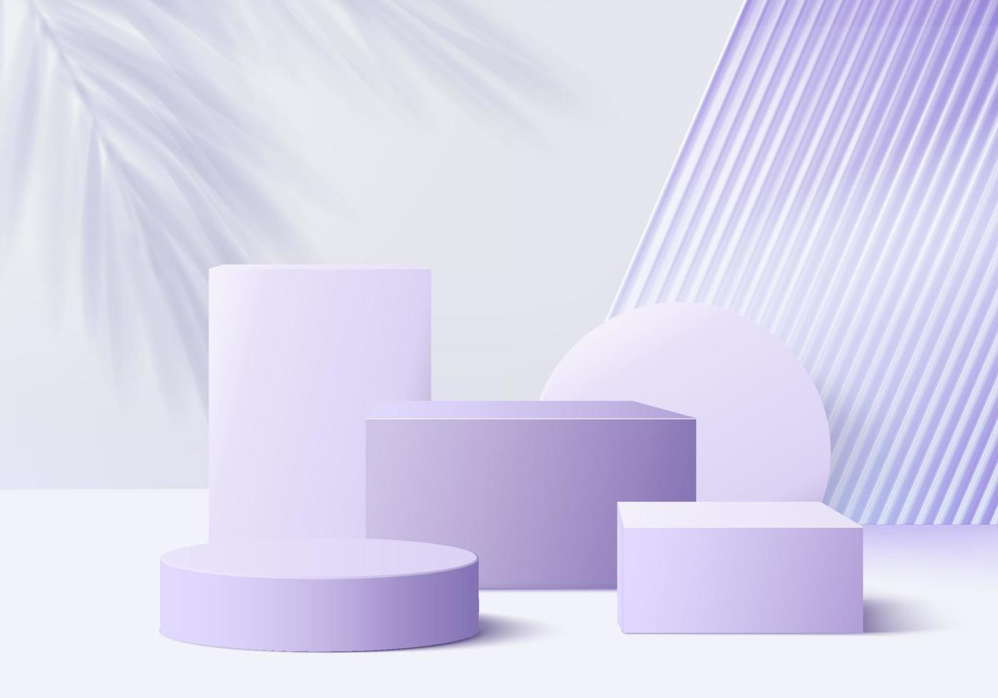 3D-Glashintergrundprodukte zeigen Podiumsszene mit violetter Plattform an. Hintergrundvektor 3D-Rendering mit Podium. Stand, um kosmetische Produkte zu zeigen. Bühnenvitrine auf Podestdisplay Lila Studio vektor