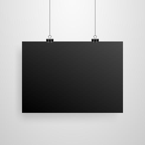 Mock-Up Realistic Black Poster Hängande vektor