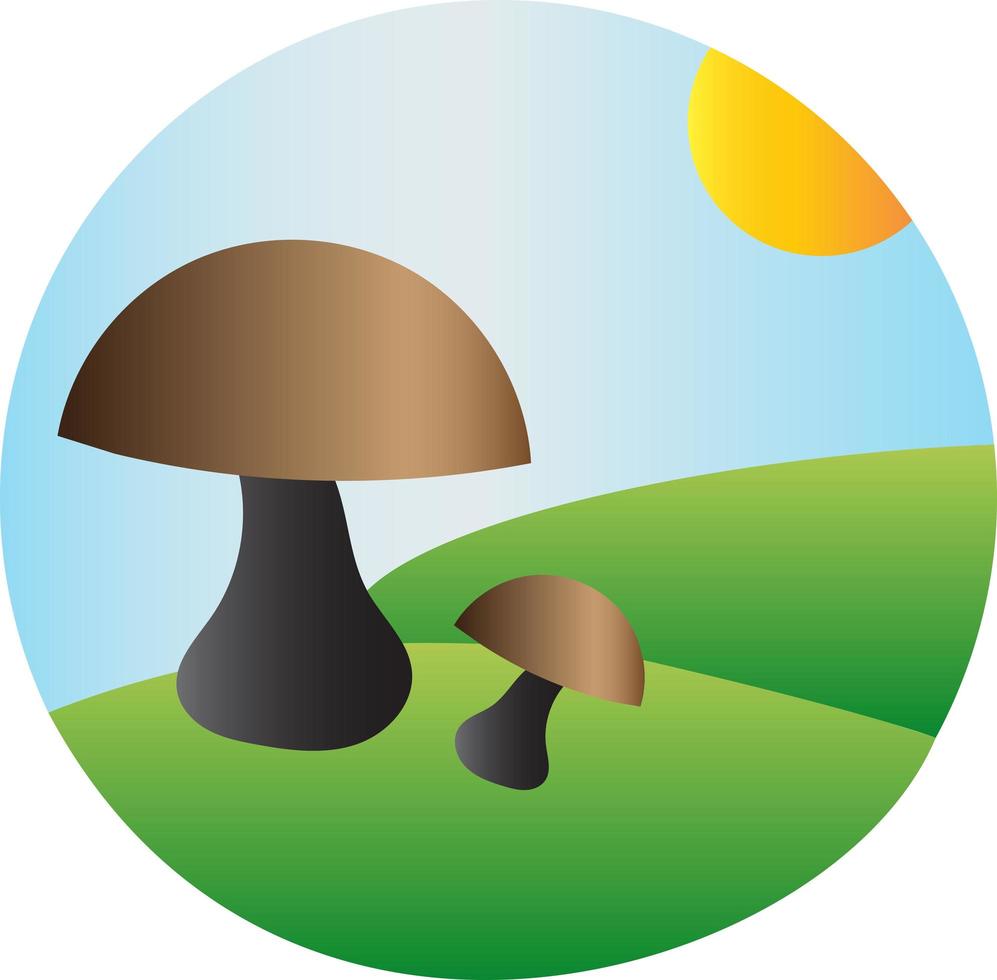 Pilz wächst auf Feldlandschaft Landvektor vektor