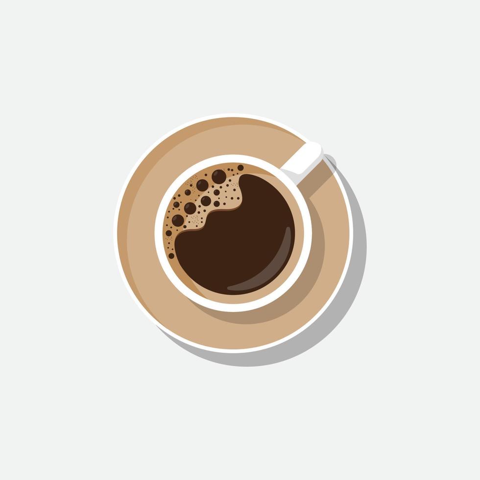 vektorillustration av en kopp kaffe sett från ovan, lämplig för designelement om café, näring, hälsa. enkel kaffelogotyp vektor