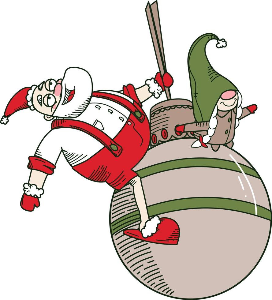 Weihnachtsmann schwingt auf einem Spielzeug vektor