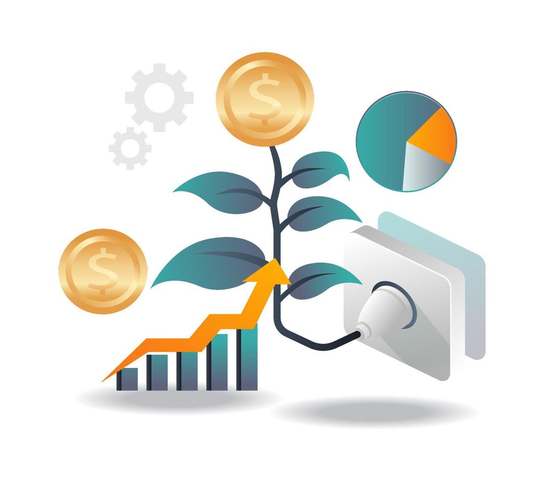 investera pengar för att bli framgångsrik i isometrisk illustration vektor