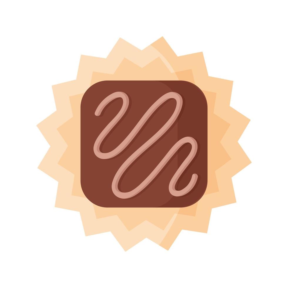 quadratisches Schokoladendessert oder Süßigkeiten mit Zuckerguss vektor