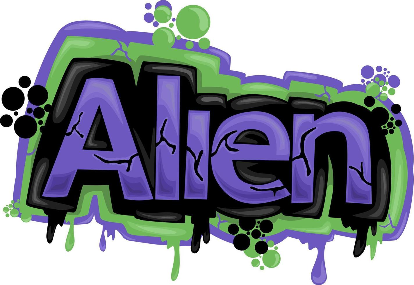 cooles Alien-Schreiben-Graffiti-Design vektor