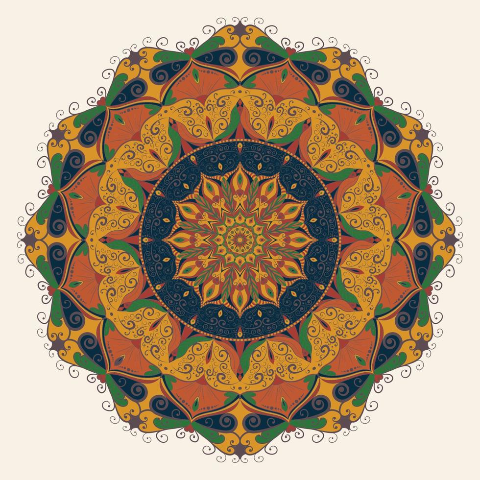 Mandala Kunst bunte Blume Hand gezeichnetes Konzept vektor
