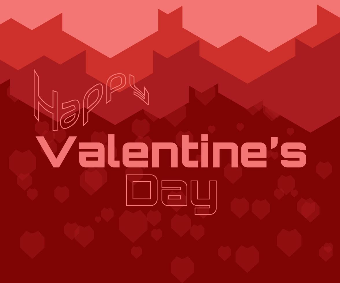 Valentinstag Hintergrundillustration, mit Herzsymbol-Polygoneffekt, dunkelroter Hintergrund, ideal für Grußkarten, Banner, vektor