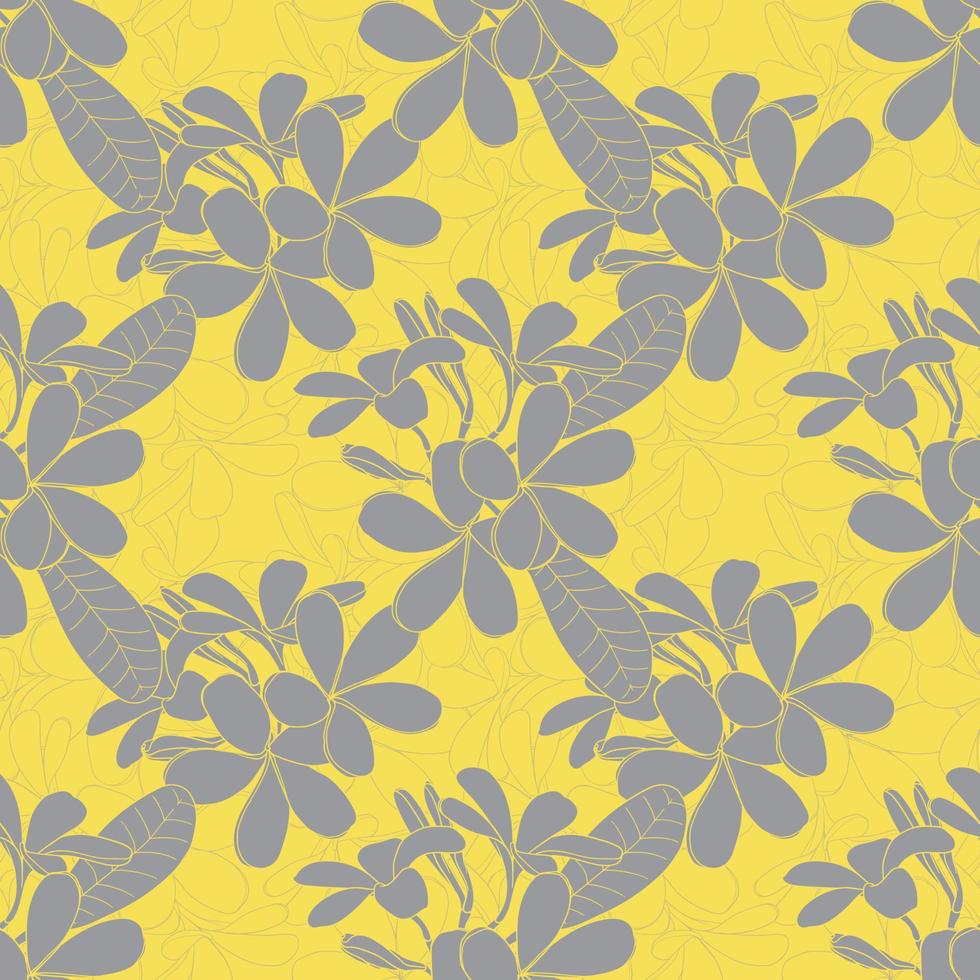 nahtloses Muster floral mit Frangipani-Blüten gelb und grau abstrakt background.vector Illustration handgezeichnete Linie art.for Stoff Textildruck Design vektor
