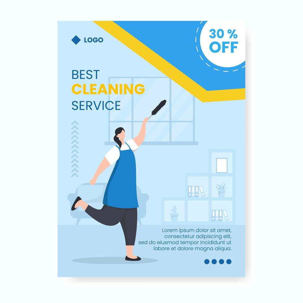 Home Cleaning Service Poster editierbar mit quadratischem Hintergrund, geeignet für Social Media, Feed, Karten, Grüße, Print- und Web-Internet-Anzeigen vektor