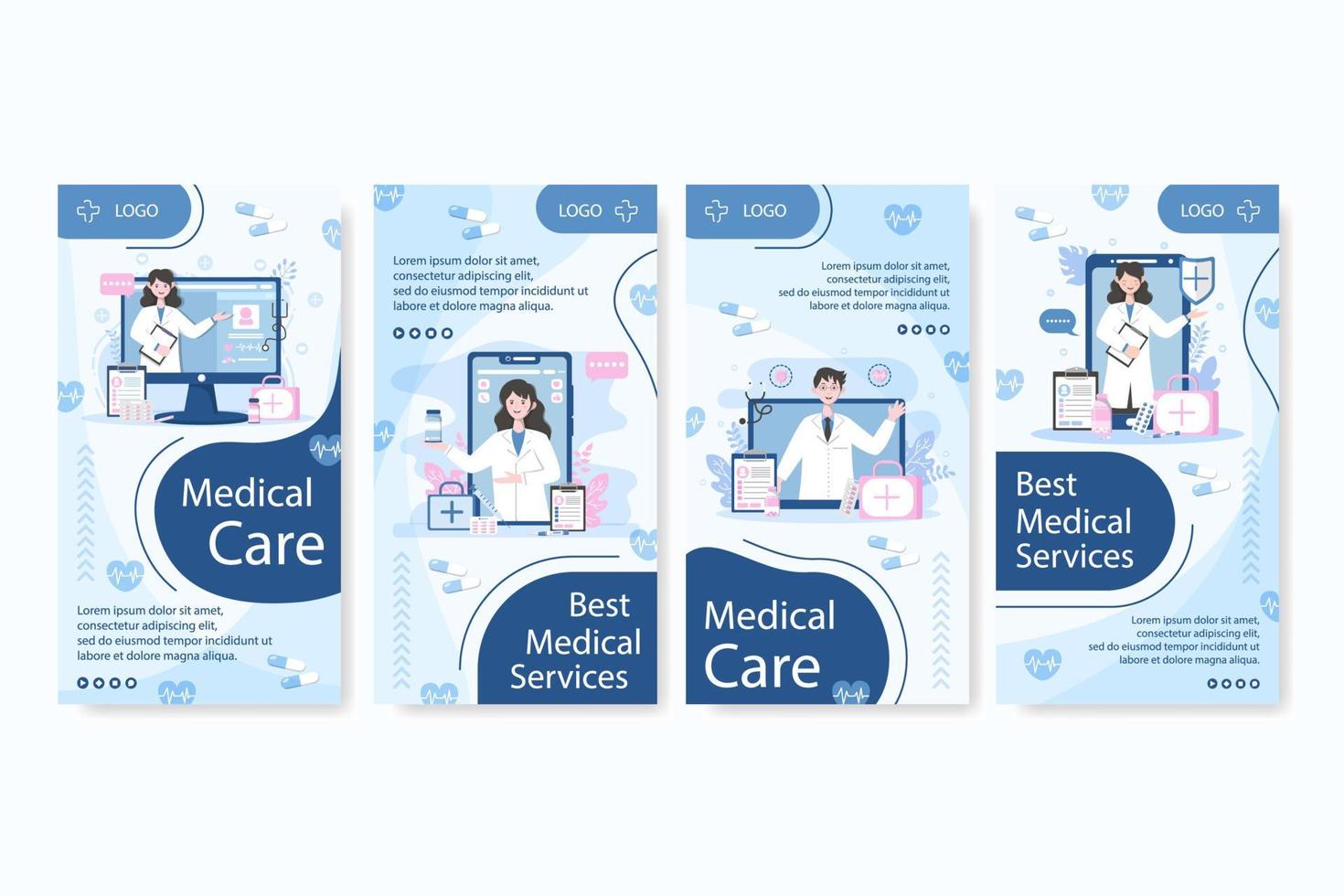 medicinsk sjukvård platt design illustration post redigerbar av fyrkantig bakgrund lämplig för sociala medier, flöde, kort, hälsningar och webbinternet annonser mall vektor