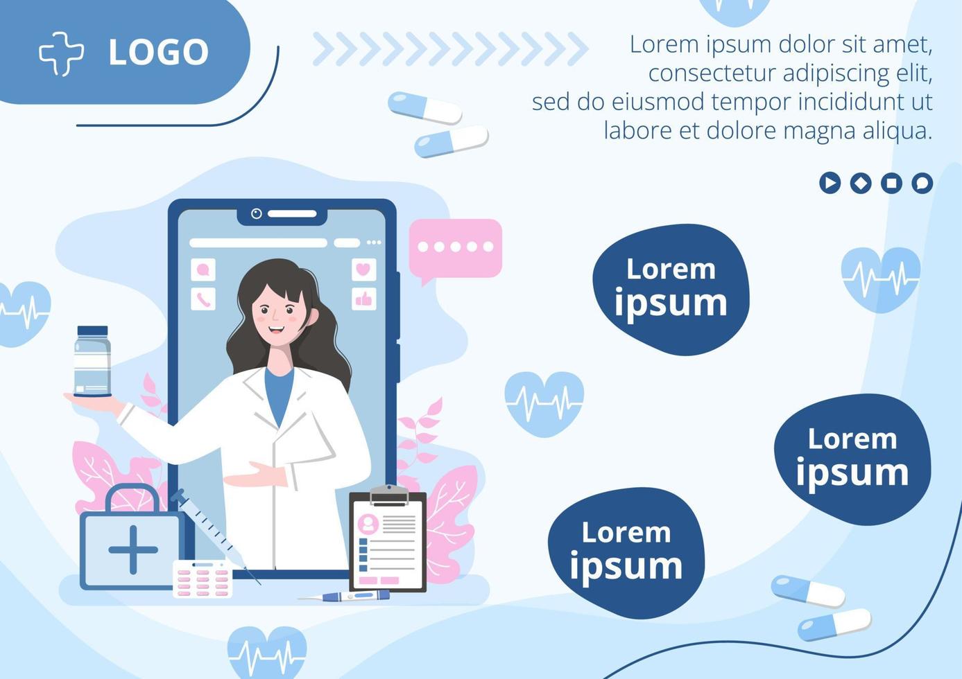 medicinsk sjukvård platt design illustration post redigerbar av fyrkantig bakgrund lämplig för sociala medier, flöde, kort, hälsningar och webbinternet annonser mall vektor