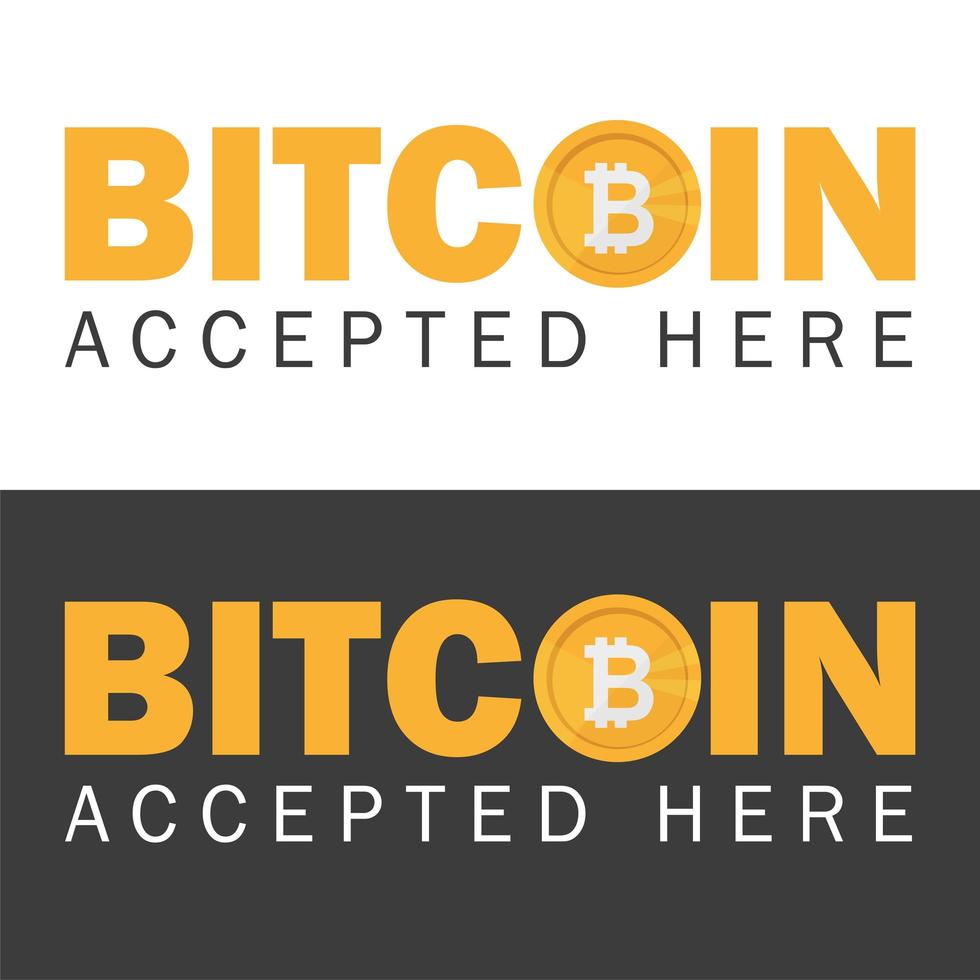 bitcoin accepterad klistermärke ikon banner med texten bitcoind accepteras här vektor