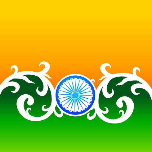 kreativer indischer Flaggenentwurf mit Rad und Blumen vektor