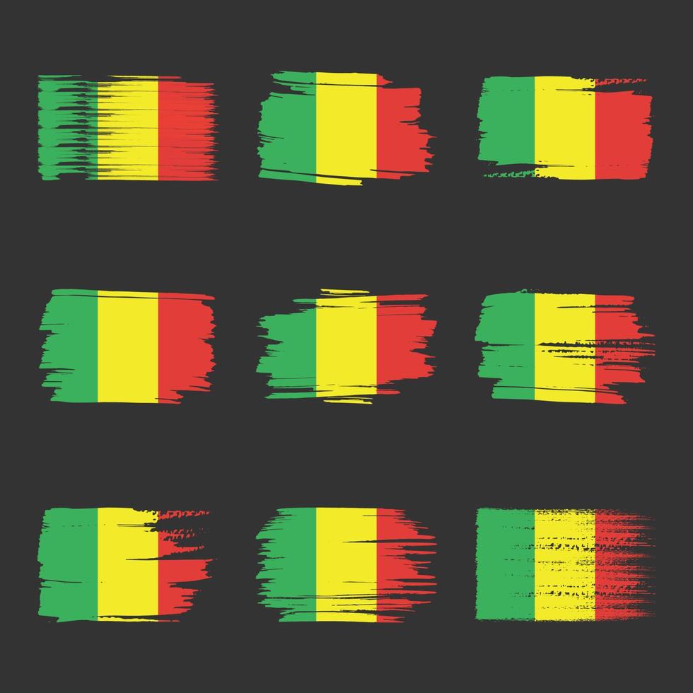 Mali Flagge Pinselstriche gemalt vektor