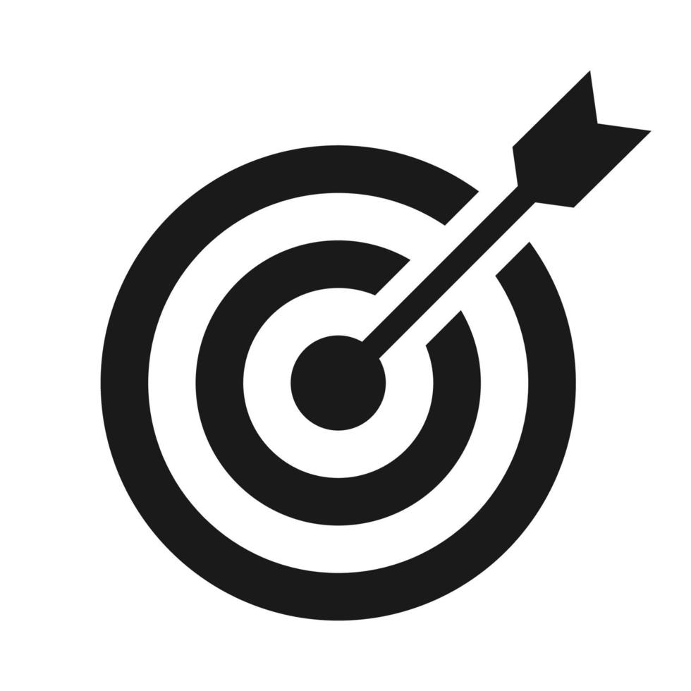 Bullseye-Symbol. Ziel mit Pfeilvektorillustration vektor