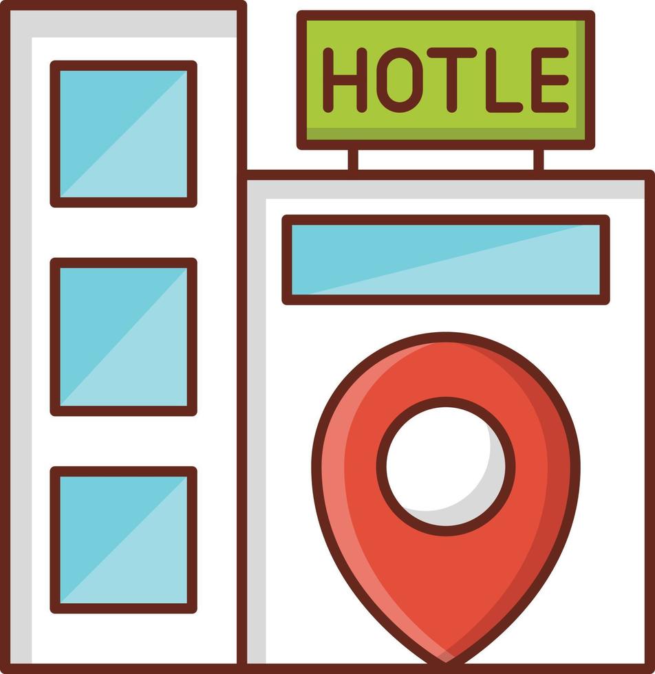 hotell plats färg linje ikoner vektor