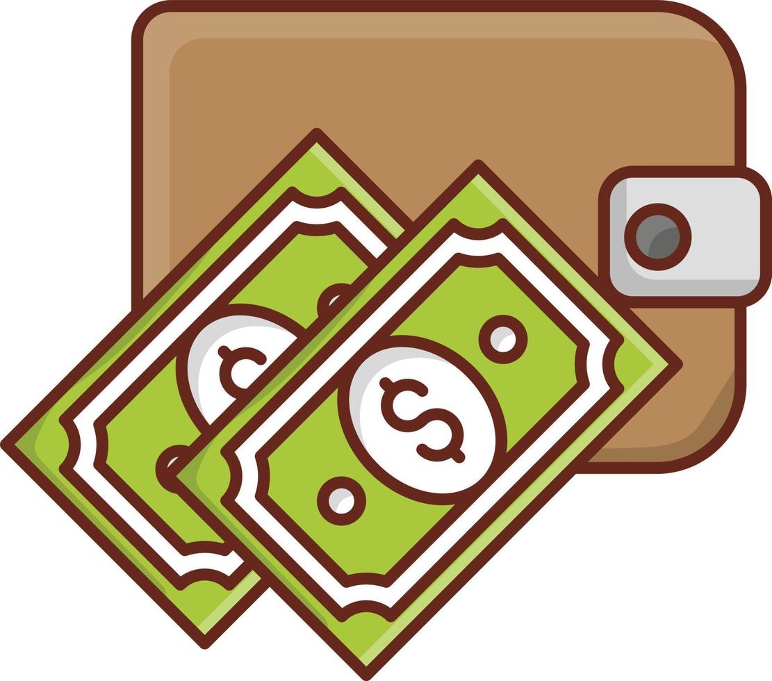 Farbsymbole für Brieftasche und Geld vektor