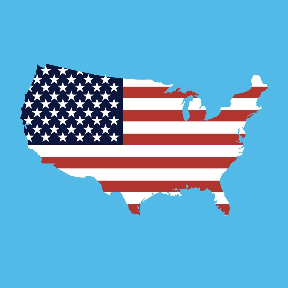 USA flagga i Amerika siluett karta vektor