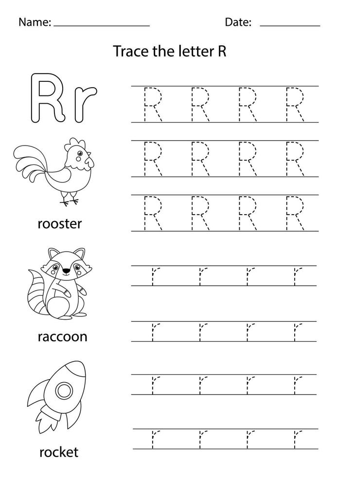 lära sig engelska alfabetet för barn. bokstaven r. vektor